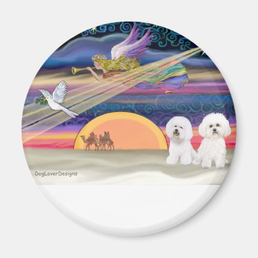 Kerstster - Bichon Frise (twee) Magneet (Voorkant)