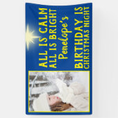 Kerstster Birthday Foto Spandoek (Verticaal)