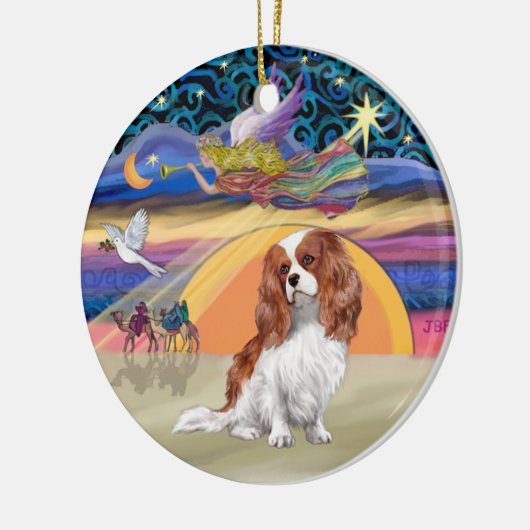 Kerstster - Blenheim Cavalier King Charles Keramisch Ornament (Links)