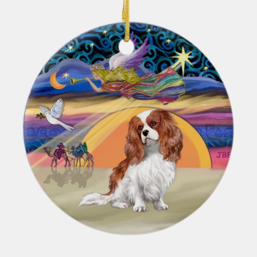 Kerstster - Blenheim Cavalier King Charles Keramisch Ornament (Achterkant)