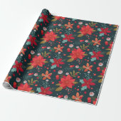 Kerstster Bloem, Mistletoe en Wintergreen Cadeaupapier (Uitgerold)