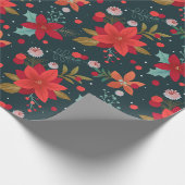 Kerstster Bloem, Mistletoe en Wintergreen Cadeaupapier (Hoek)