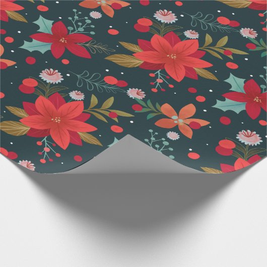 Kerstster Bloem, Mistletoe en Wintergreen Cadeaupapier (Hoek)