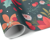 Kerstster Bloem, Mistletoe en Wintergreen Cadeaupapier (Rol Hoek)