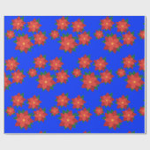 Kerstster bloemen inpakpapier (Vlak)