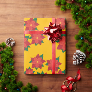 Kerstster bloemen inpakpapier