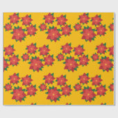 Kerstster bloemen inpakpapier (Vlak)