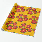 Kerstster bloemen inpakpapier (Uitgerold)