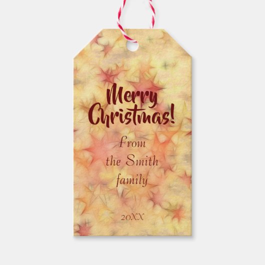 Kerstster bordeaux typografie Cadeau Label Cadeaulabel (Voorkant)