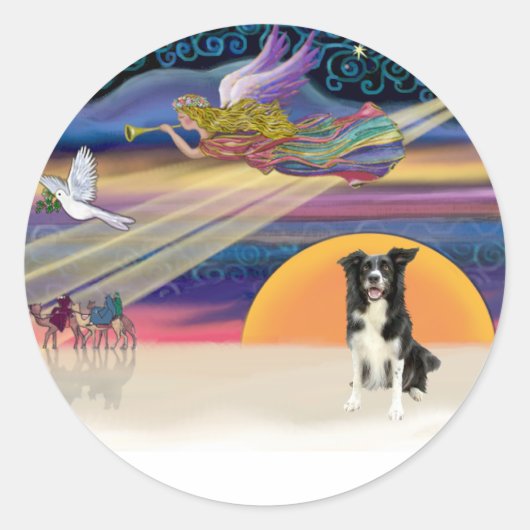 Kerstster - Border Collie 4 Ronde Sticker (Voorkant)