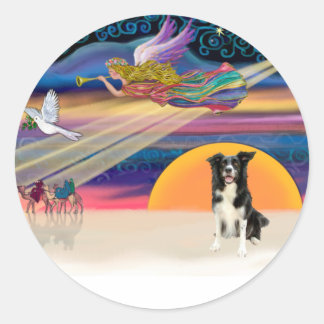 Kerstster - Border Collie 4 Ronde Sticker