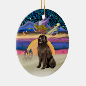 Kerstster - Bruine Newfoundlander Keramisch Ornament (Rechts)