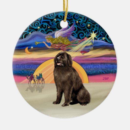 Kerstster - Bruine Newfoundlander Keramisch Ornament (Voorkant)