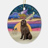 Kerstster - Bruine Newfoundlander Keramisch Ornament (Links)