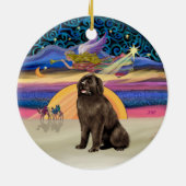 Kerstster - Bruine Newfoundlander Keramisch Ornament (Achterkant)
