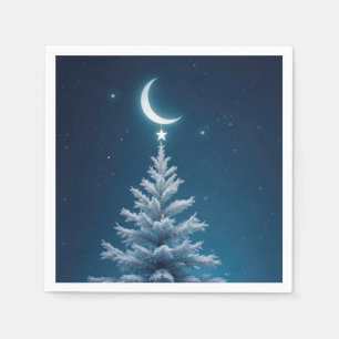 Kerstster bungelend aan een halve maan servet