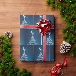 Kerstster bungelt van een halve maan cadeaupapier