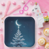 Kerstster bungelt van een halve maan papieren bordje (Feest)