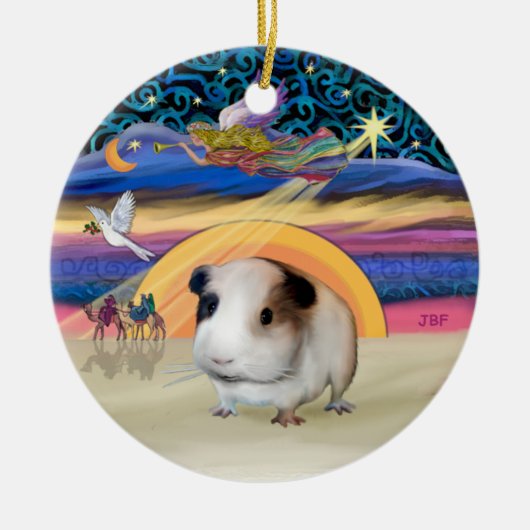 Kerstster - Cavia #1 Keramisch Ornament (Voorkant)