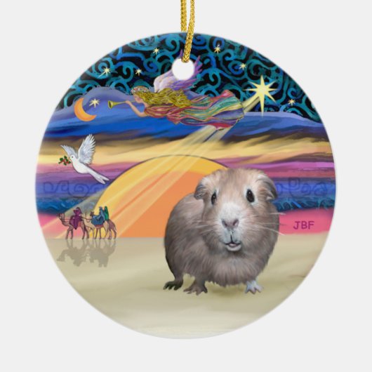 Kerstster - Cavia #2 Keramisch Ornament (Voorkant)