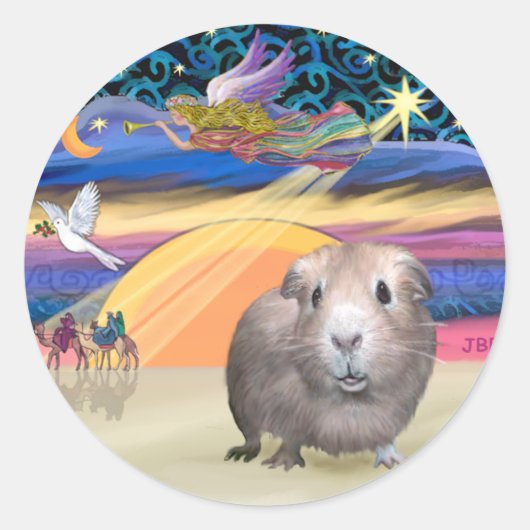 Kerstster - Cavia Pig 2 Ronde Sticker (Voorkant)