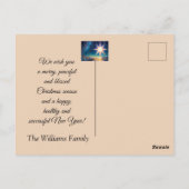 Kerstster, charmant winterlandschap 's nachts briefkaart (Achterkant)