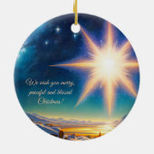 Kerstster, charmant winterlandschap 's nachts keramisch ornament (Achterkant)