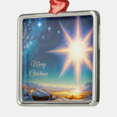 Kerstster, charmant winterlandschap 's nachts metalen ornament (Links)