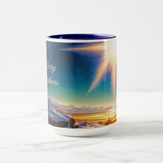 Kerstster, charmant winterlandschap 's nachts mok (Midden)