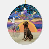 Kerstster - Chocolade Labrador Keramisch Ornament (Links)