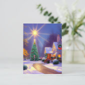 Kerstster die over een kerstboom schittert briefkaart (Staand voorkant)
