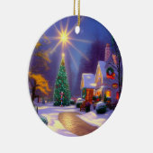 Kerstster die over een kerstboom schittert keramisch ornament (Rechts)