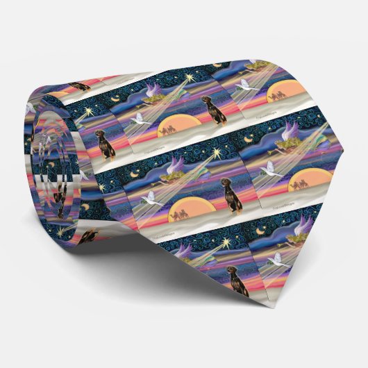 Kerstster - Doberman (natuurlijk) Stropdas (Opgerold)