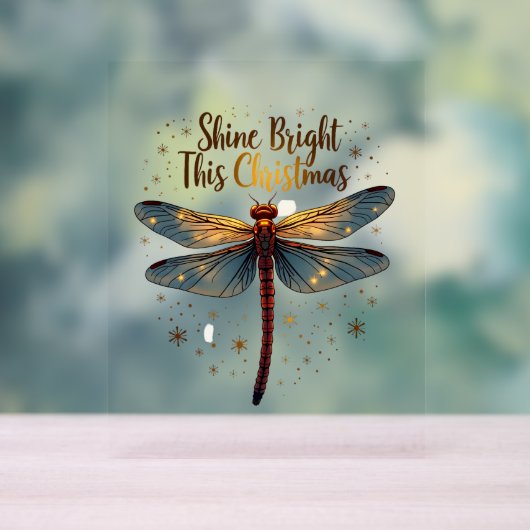 Kerstster Dragonfly Acryl Bord (Neutraal)