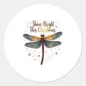 Kerstster Dragonfly Ronde Sticker (Voorkant)