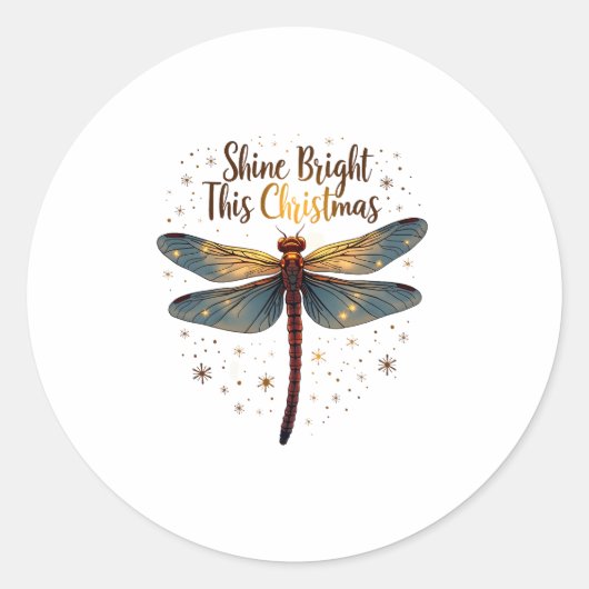 Kerstster Dragonfly Ronde Sticker (Voorkant)