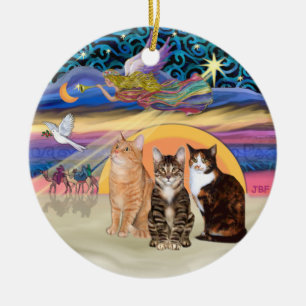 Kerstster - Drie katten (AmSH) Keramisch Ornament