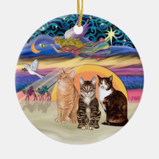 Kerstster - Drie katten (AmSH) Keramisch Ornament (Voorkant)