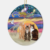 Kerstster - Drie katten (AmSH) Keramisch Ornament (Links)
