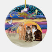 Kerstster - Drie katten (AmSH) Keramisch Ornament (Achterkant)