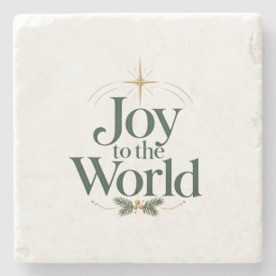 Kerstster en altijdgroene stenen Joy to the World Onderzetter