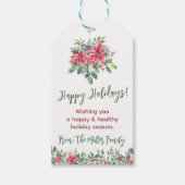 Kerstster en Hulst Aquarel Kerstfeestdag Cadeaulabel (Voorkant)