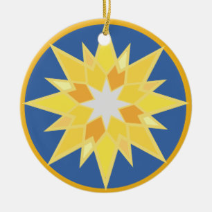 Kerstster en Jezus Keramisch Ornament