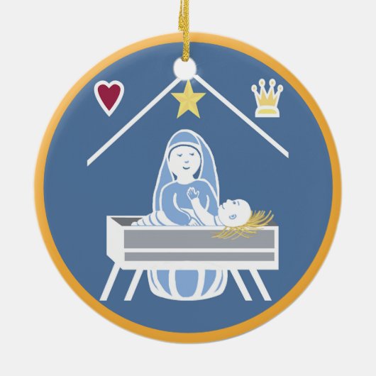 Kerstster en Jezus Keramisch Ornament (Achterkant)