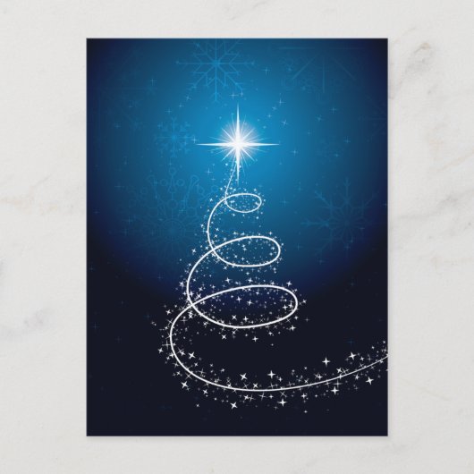 Kerstster en sneeuwvlokken feestdagenkaart (Voorkant)