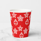 Kerstster en Snowflake Patroon op rood Papieren Bekers (Achterkant)