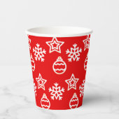 Kerstster en Snowflake Patroon op rood Papieren Bekers (Voorkant)