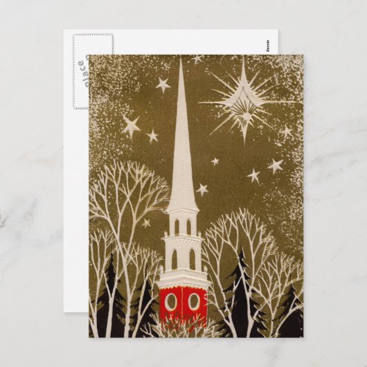 Kerstster en Steeple op Goud Feestdagenkaart (Voorkant / Achterkant)