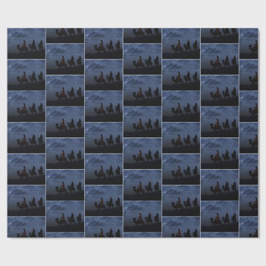 Kerstster en Wiseman Cadeaupapier (Vlak)