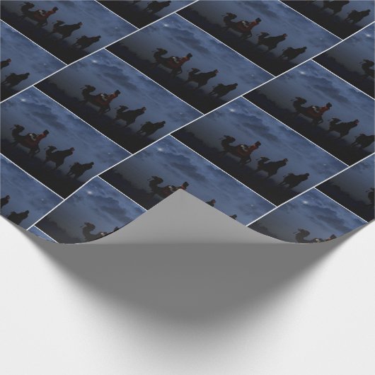 Kerstster en Wiseman Cadeaupapier (Hoek)